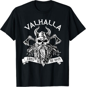 Viking Valhalla Sons Of Odin Norse Nordish Thor Mythology T- Shirt